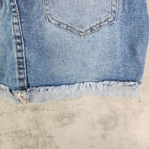 Womens Gogo Jeans Blue Denim Skirt Distressed Cuffed Raw Hem Size 1 - Picture 9 of 12
